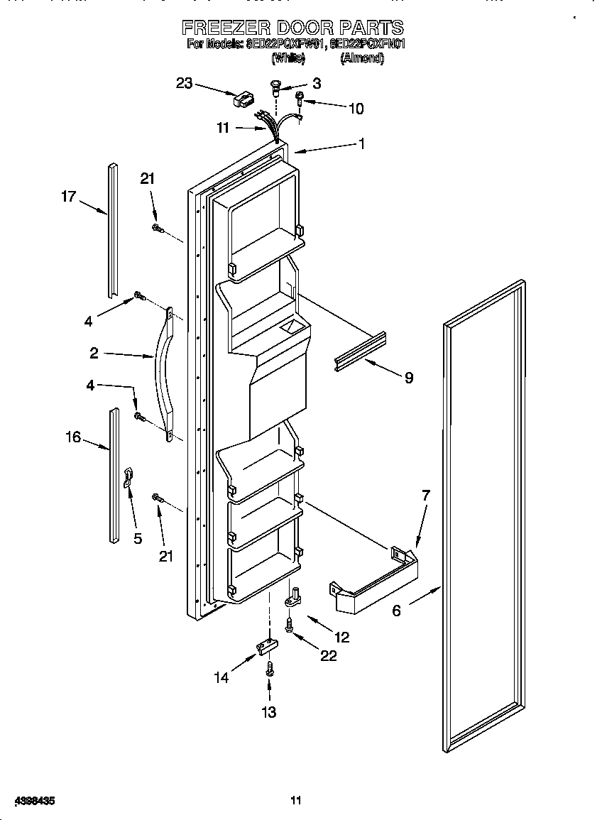 Whirlpool 8ED22PQXFW01 freezer door diagram