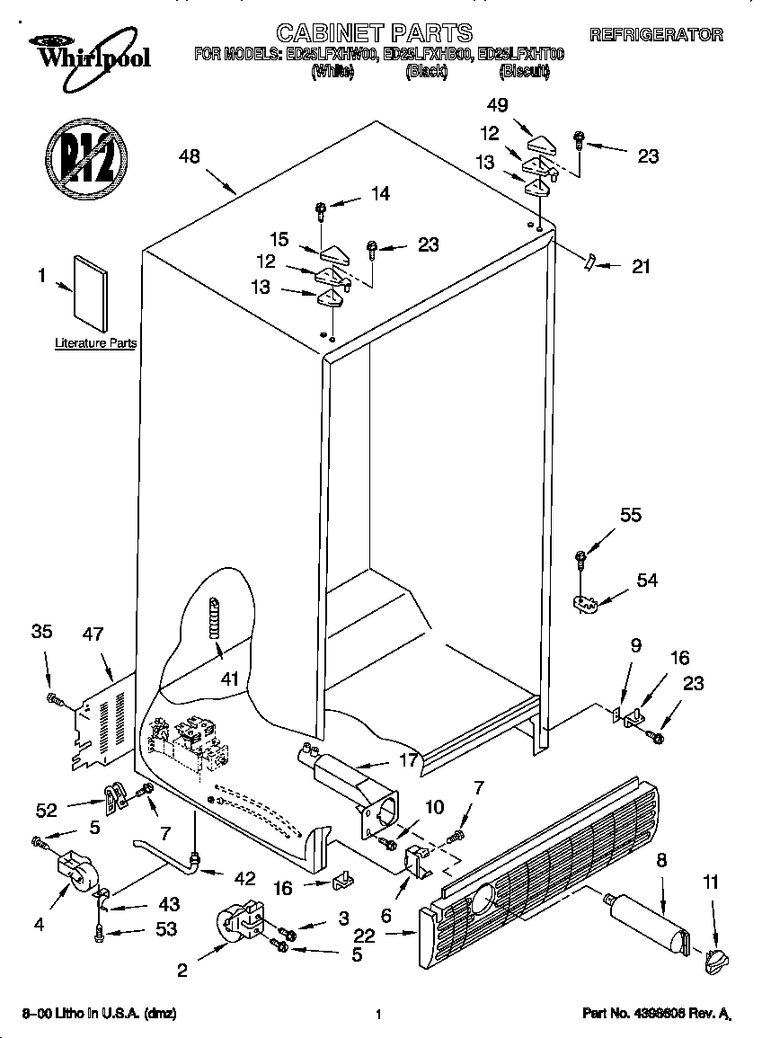 Whirlpool ED25LFXHW00 cabinet diagram