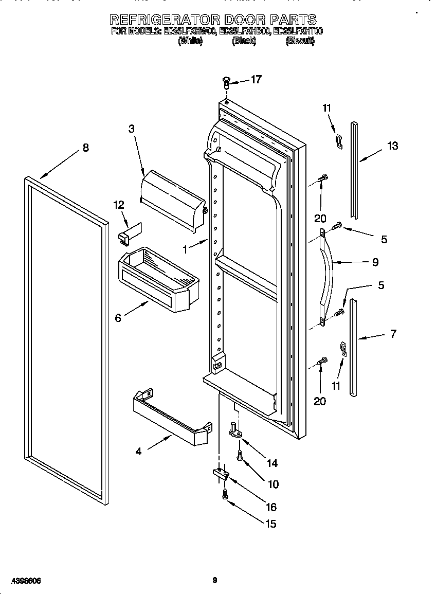 Whirlpool ED25LFXHW00 refrigerator door diagram