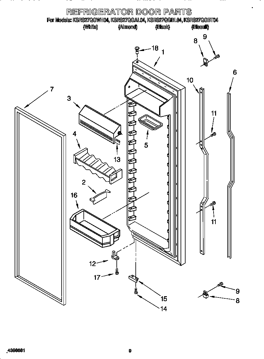 KitchenAid KSRS27QGBL04 refrigerator door diagram