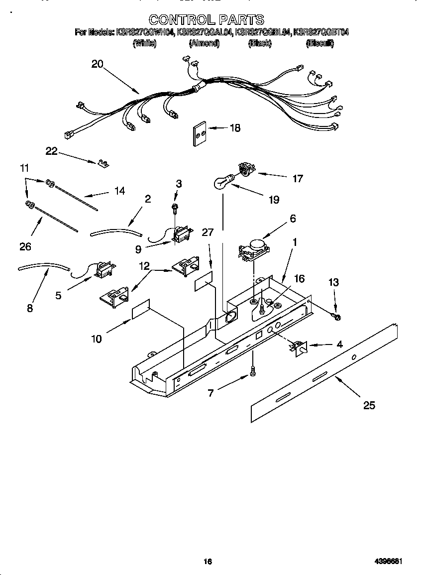 KitchenAid KSRS27QGBL04 control diagram