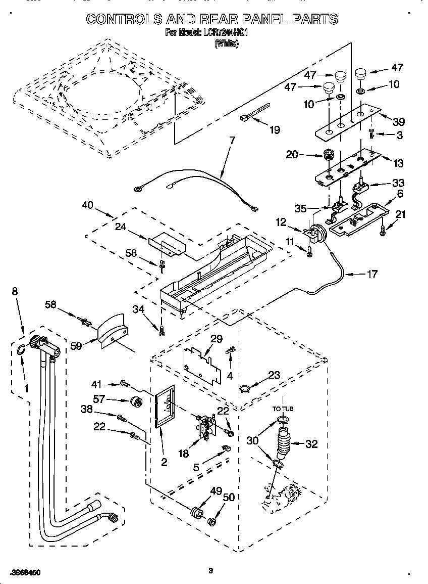 Whirlpool LCR7244HQ1 controls and rear panel diagram