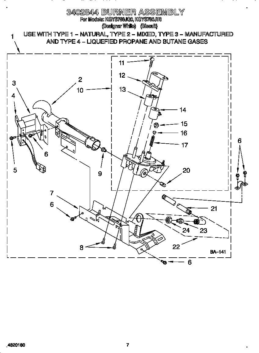 KitchenAid KGYS700JT0 3402844 burner diagram