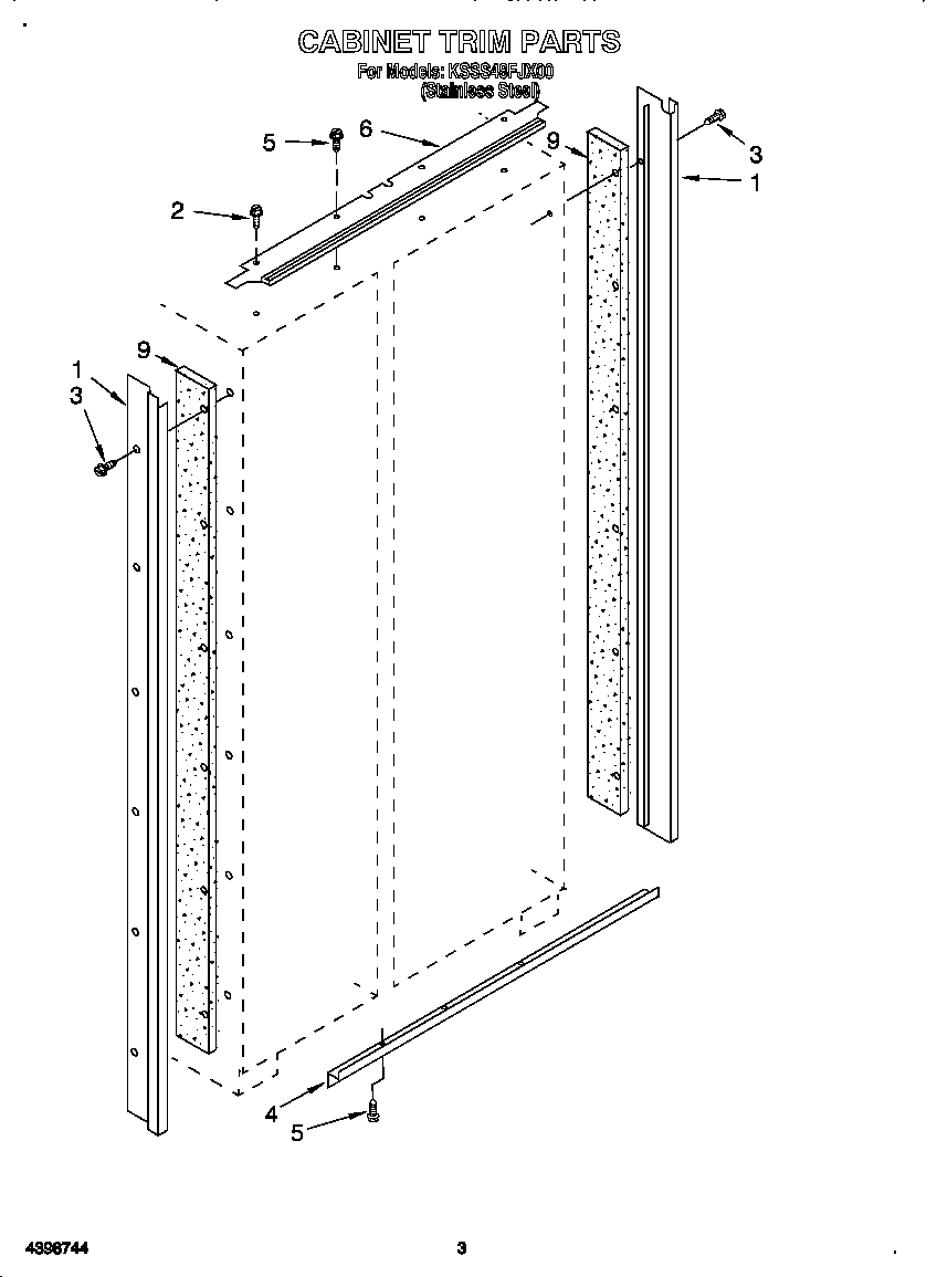 KitchenAid KSSS48FJX00 cabinet trim diagram