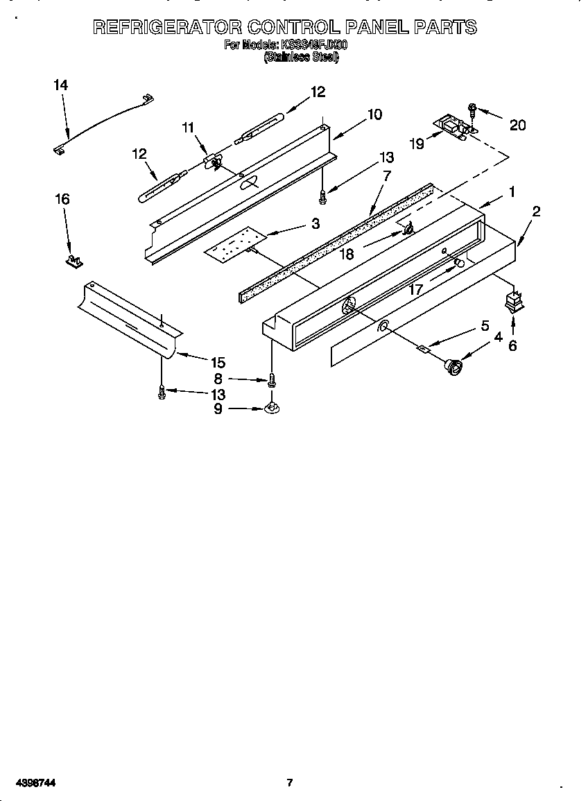 KitchenAid KSSS48FJX00 refrigerator control panel diagram