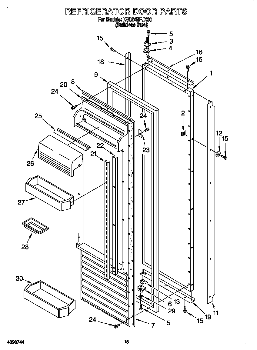 KitchenAid KSSS48FJX00 refrigerator door diagram