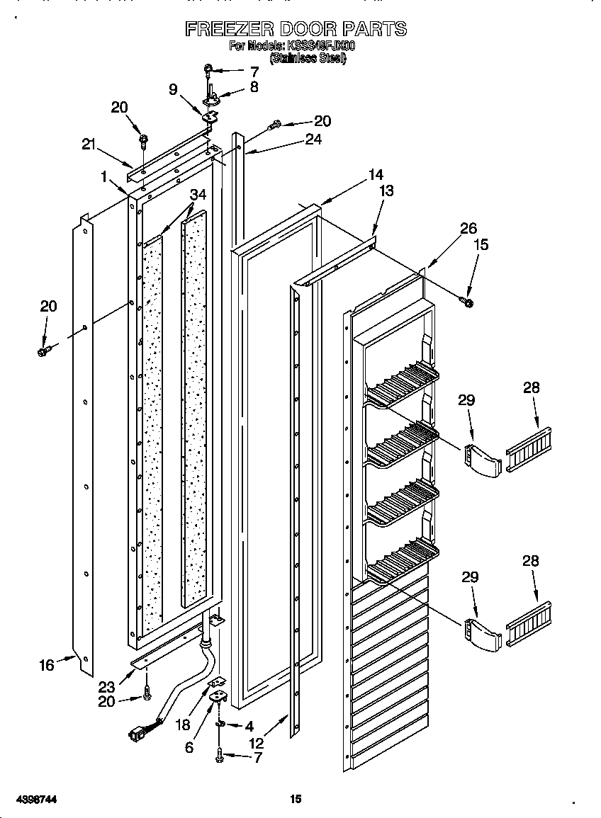 KitchenAid KSSS48FJX00 freezer door diagram
