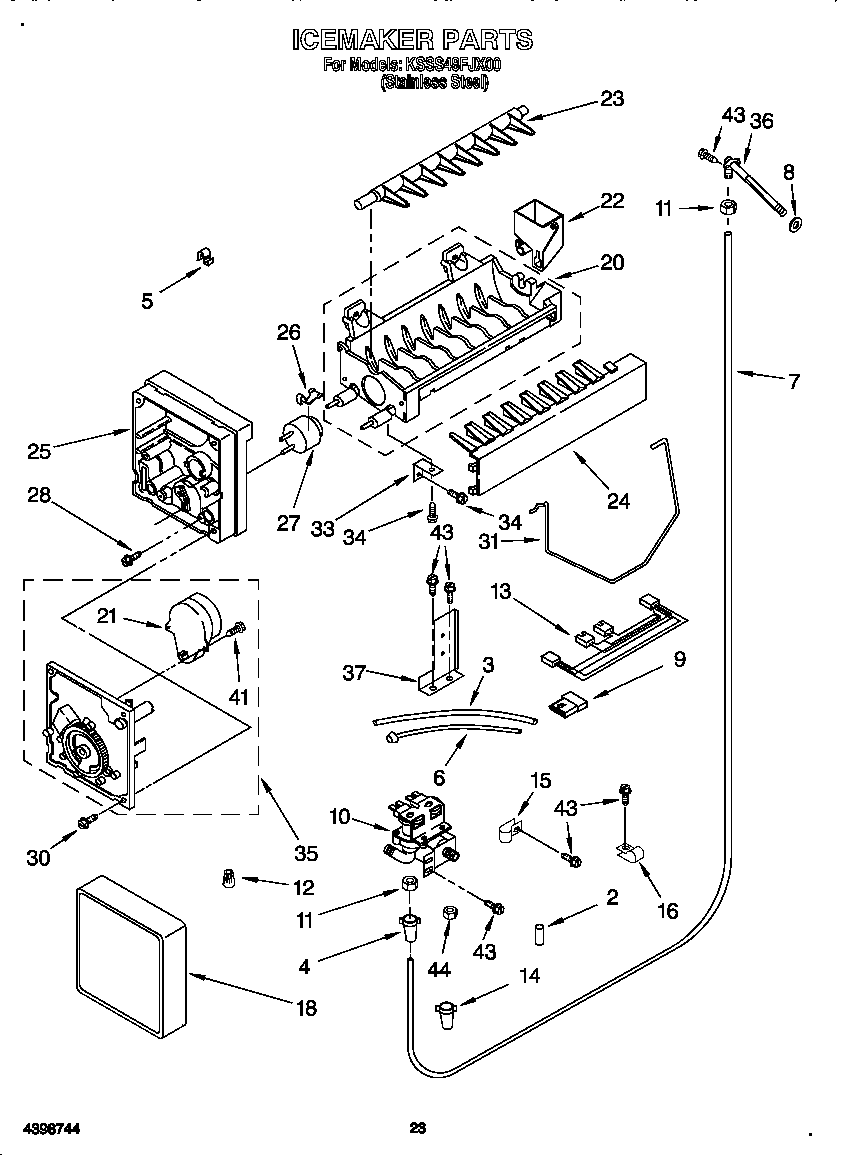 KitchenAid KSSS48FJX00 ice maker diagram