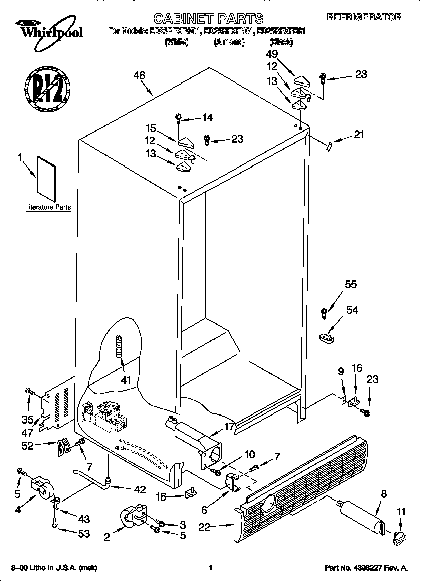 Whirlpool ED25RFXFN01 cabinet diagram