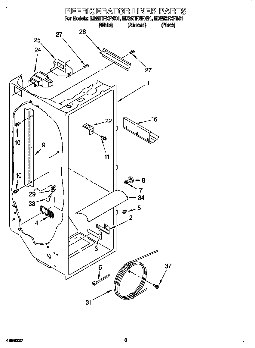 Whirlpool ED25RFXFN01 refrigerator liner diagram