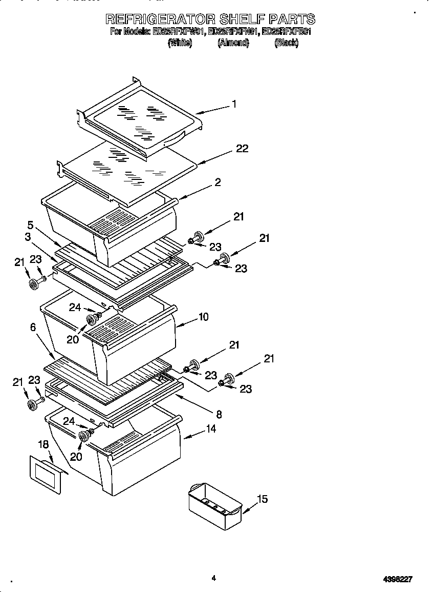 Whirlpool ED25RFXFN01 refrigerator shelf diagram