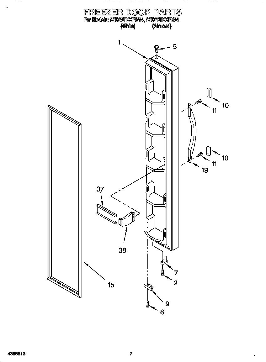 Whirlpool 8ED20TKXFW04 freezer door diagram