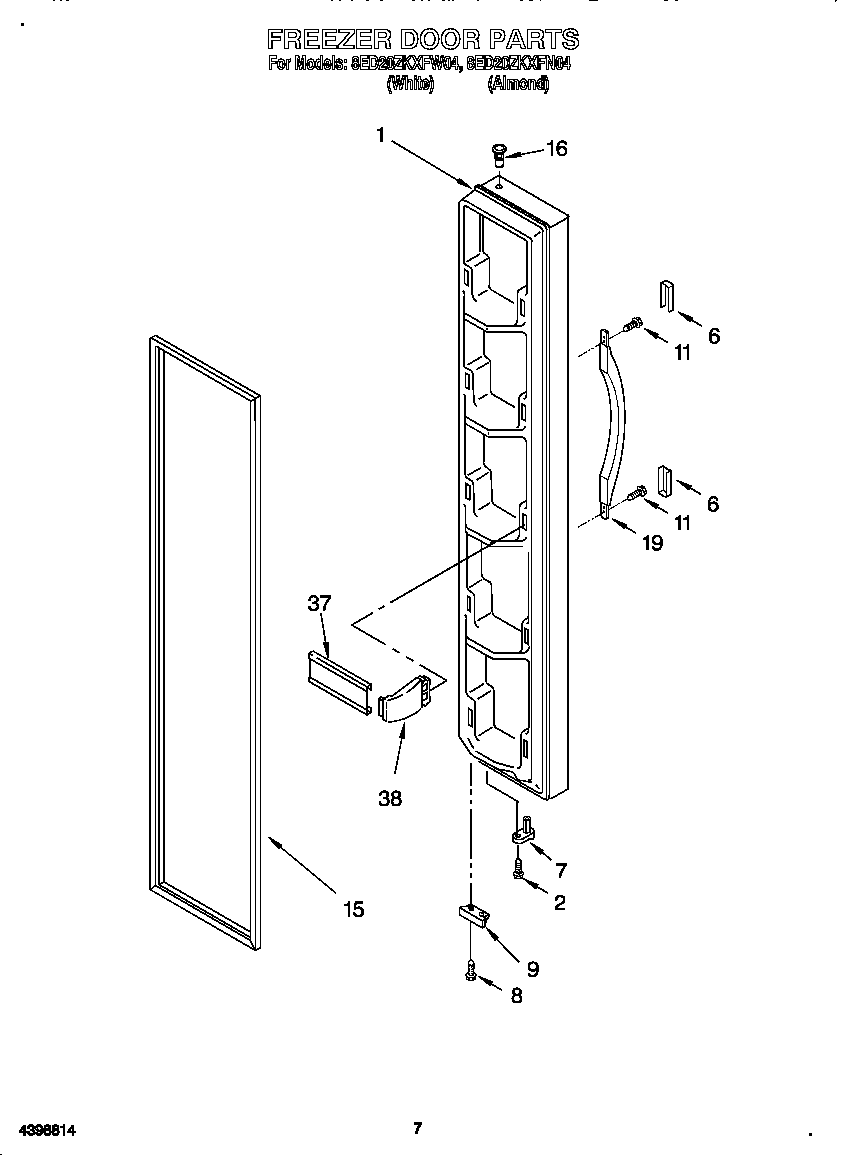 Whirlpool 8ED20ZKXFW04 freezer door diagram