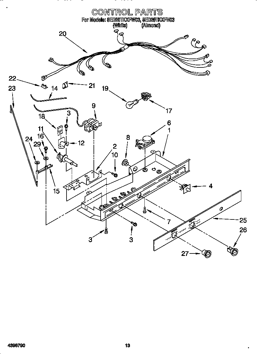 Whirlpool 8ED20TKXFW03 control diagram