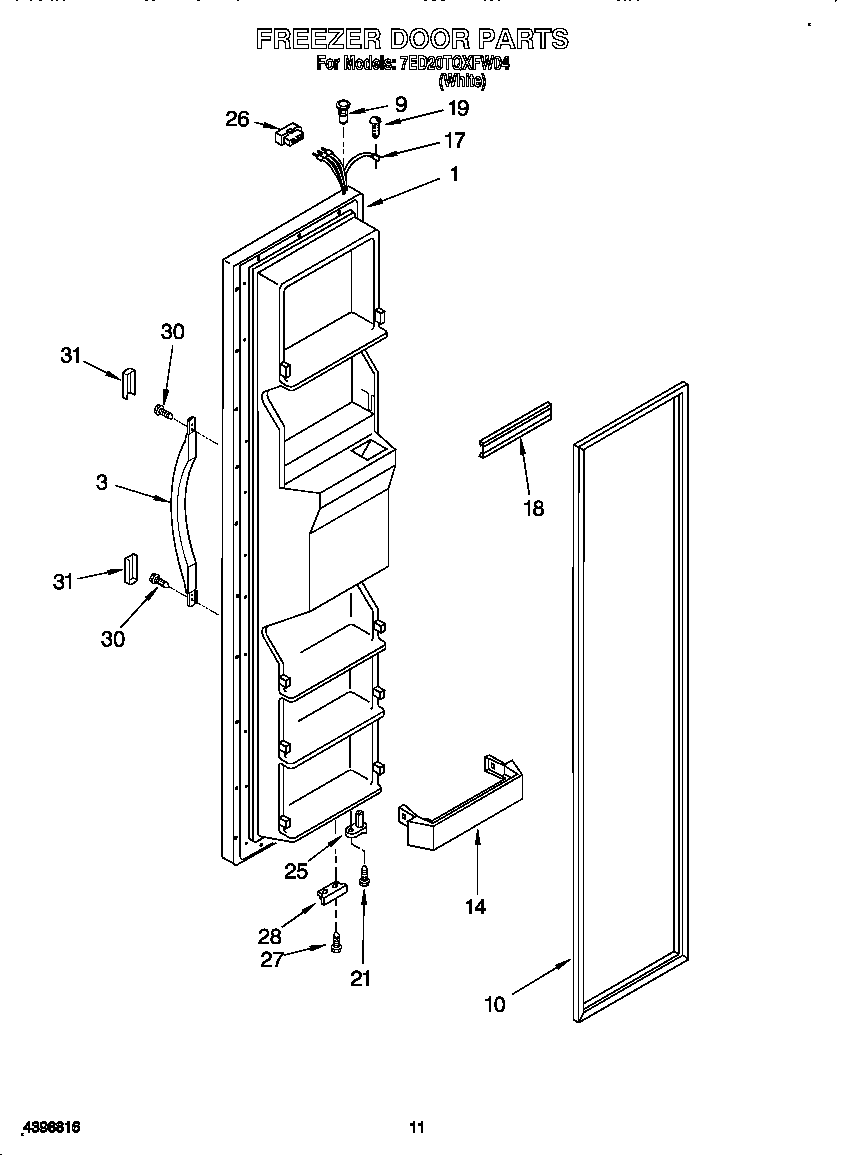 Whirlpool 7ED20TQXFW04 freezer door diagram