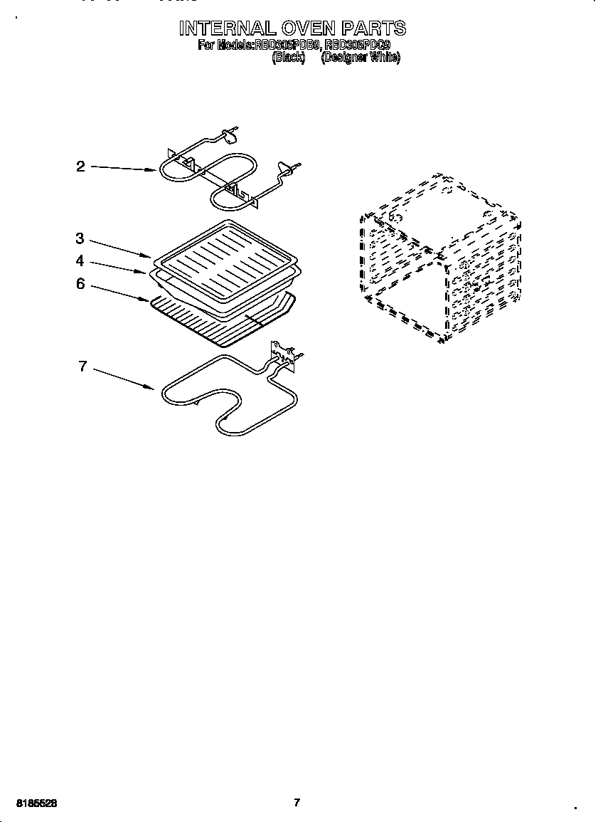 Whirlpool RBD305PDQ9 internal oven diagram