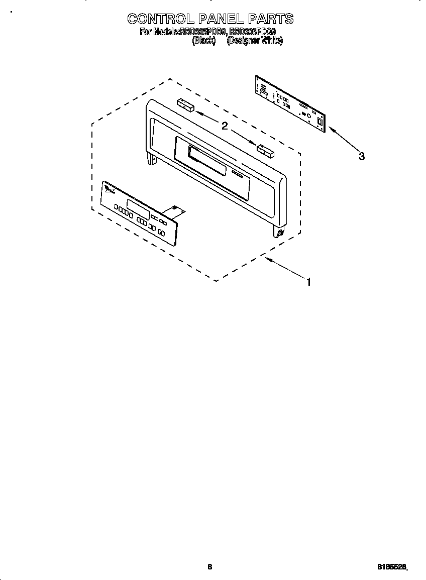 Whirlpool RBD305PDQ9 control panel diagram