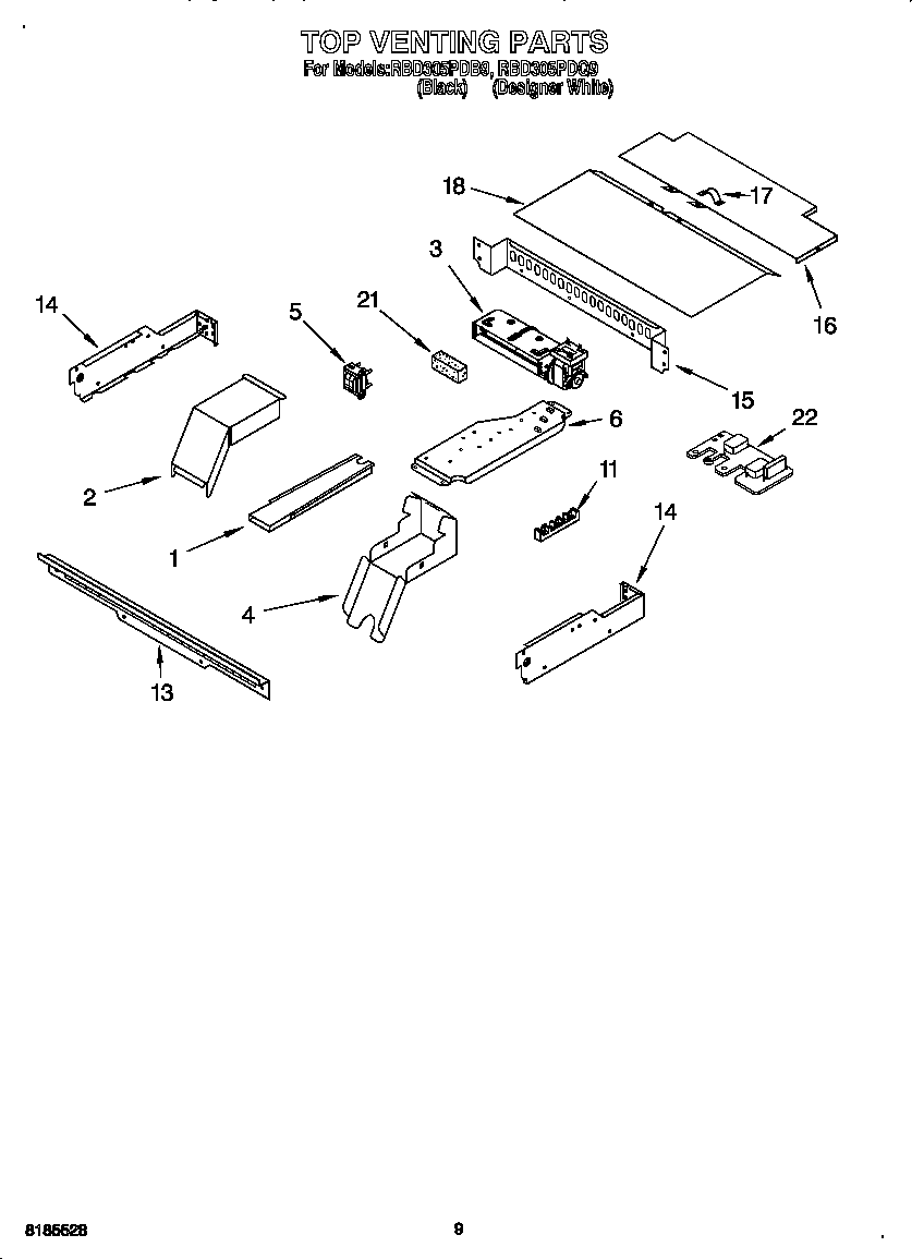 Whirlpool RBD305PDQ9 top venting diagram