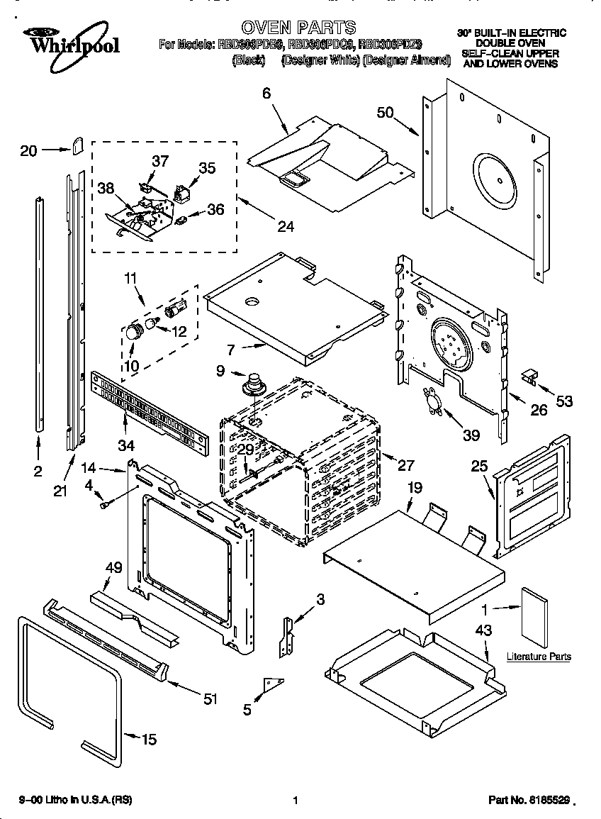 Whirlpool RBD306PDZ9 oven diagram