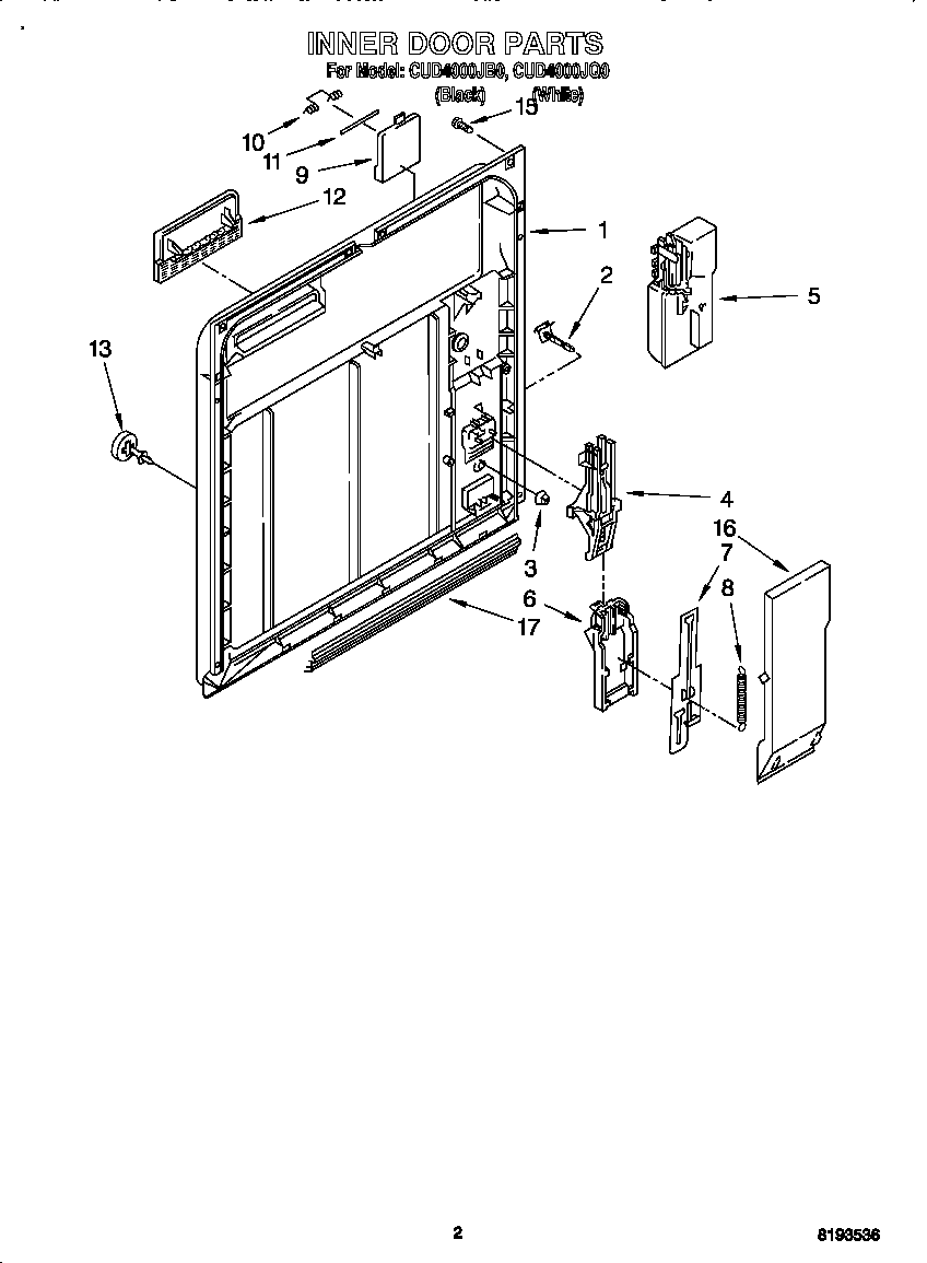 Crosley CUD4000JQ0 inner door diagram