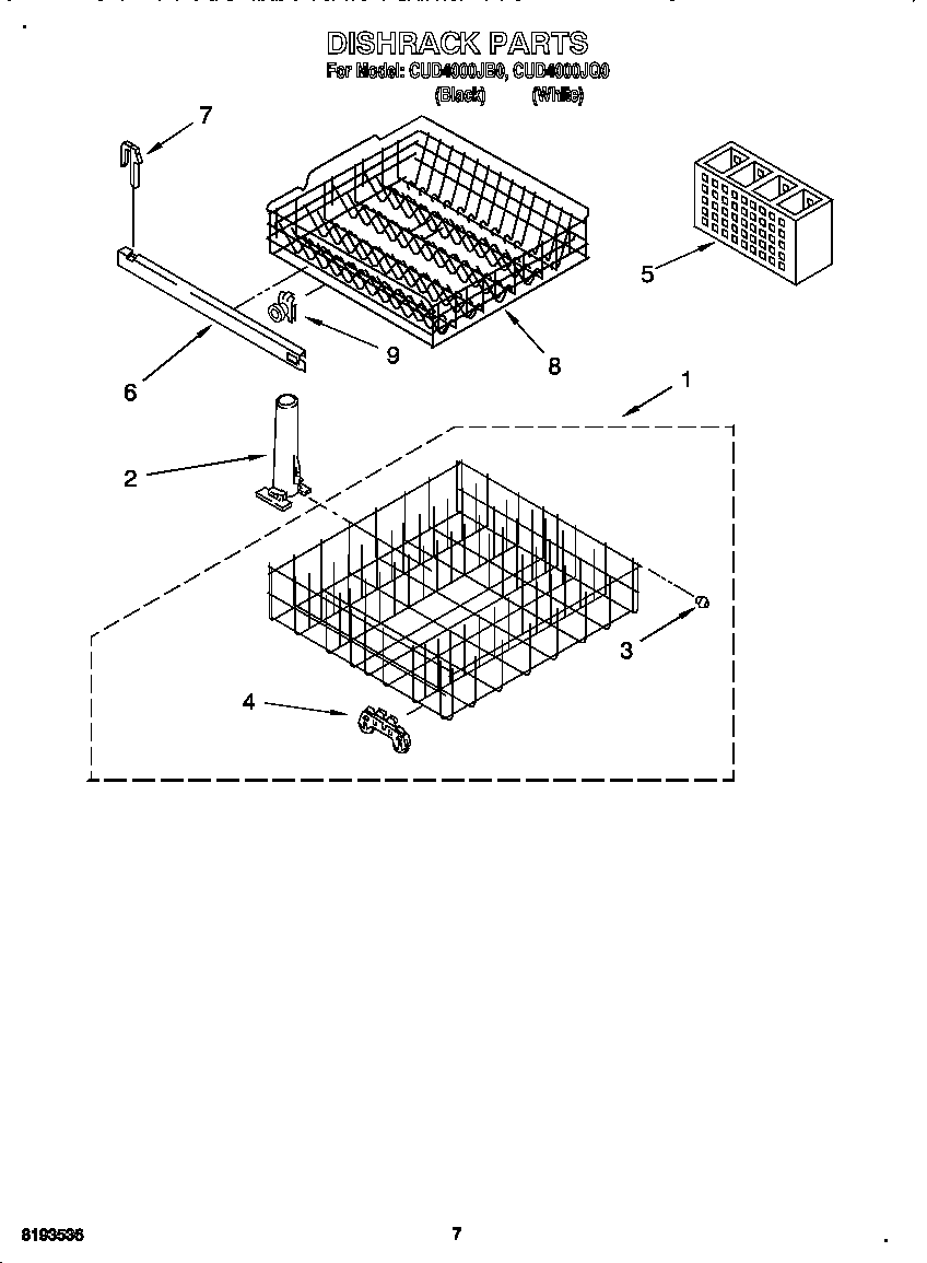 Crosley CUD4000JQ0 dishrack diagram