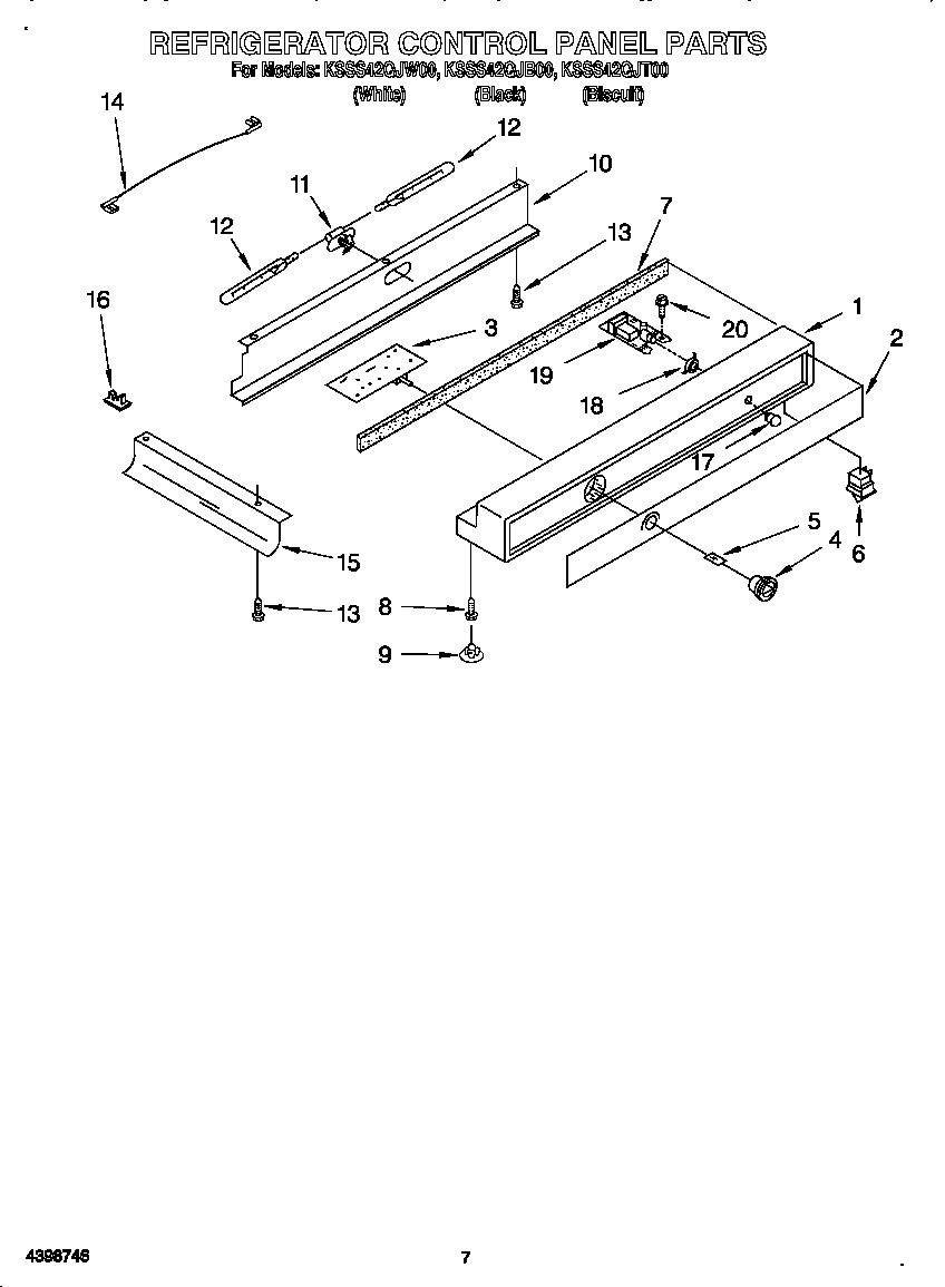 KitchenAid KSSS42QJW00 refrigerator control panel diagram