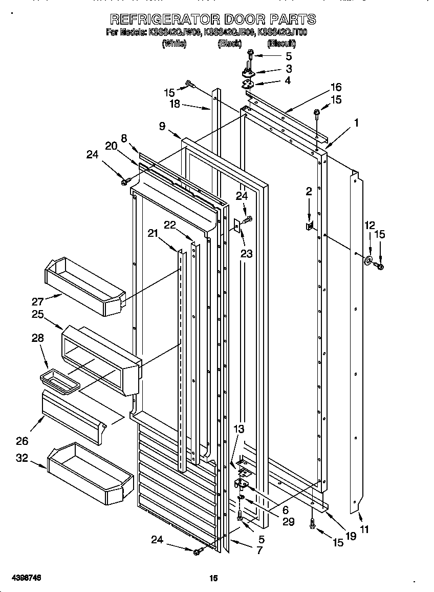 KitchenAid KSSS42QJW00 refrigerator door diagram