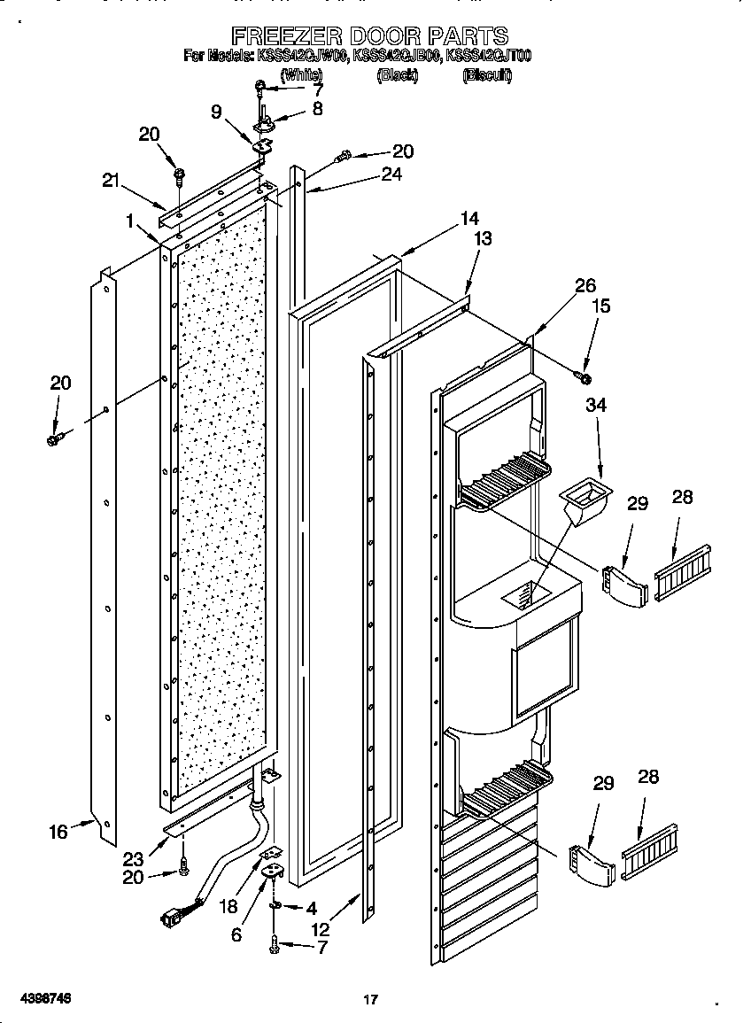 KitchenAid KSSS42QJW00 freezer door diagram