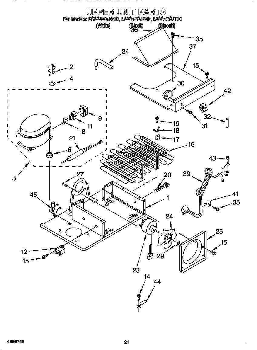 KitchenAid KSSS42QJW00 upper unit diagram