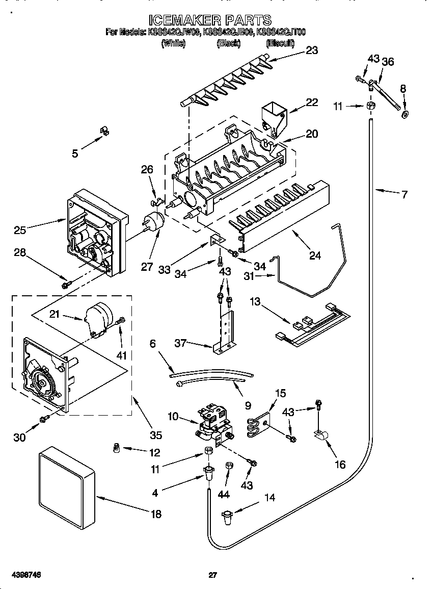 KitchenAid KSSS42QJW00 ice maker diagram