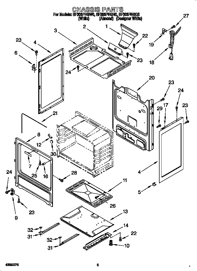 Whirlpool SF306PEGW0 chassis diagram