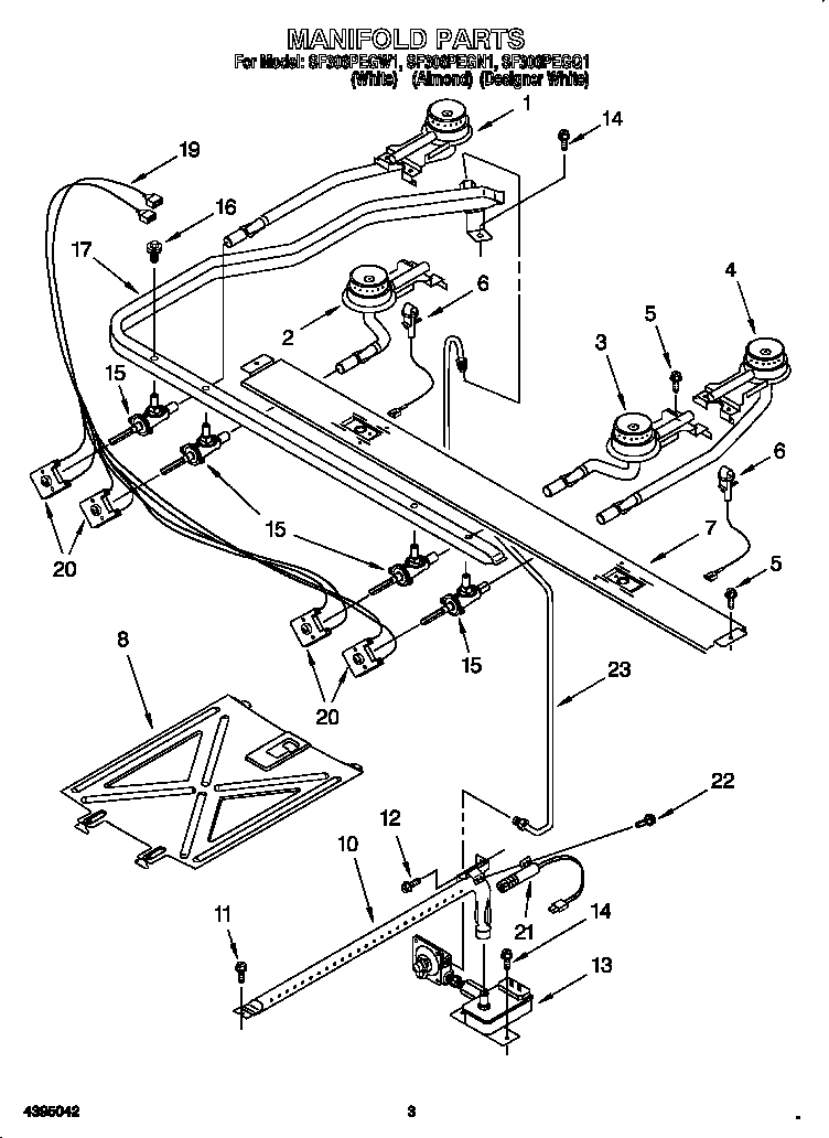 Whirlpool SF306PEGW1 manifold diagram