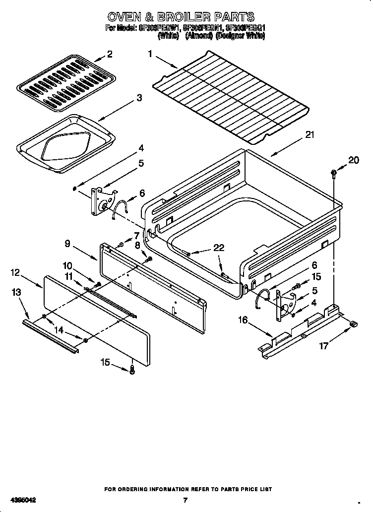 Whirlpool SF306PEGW1 oven & broiler diagram