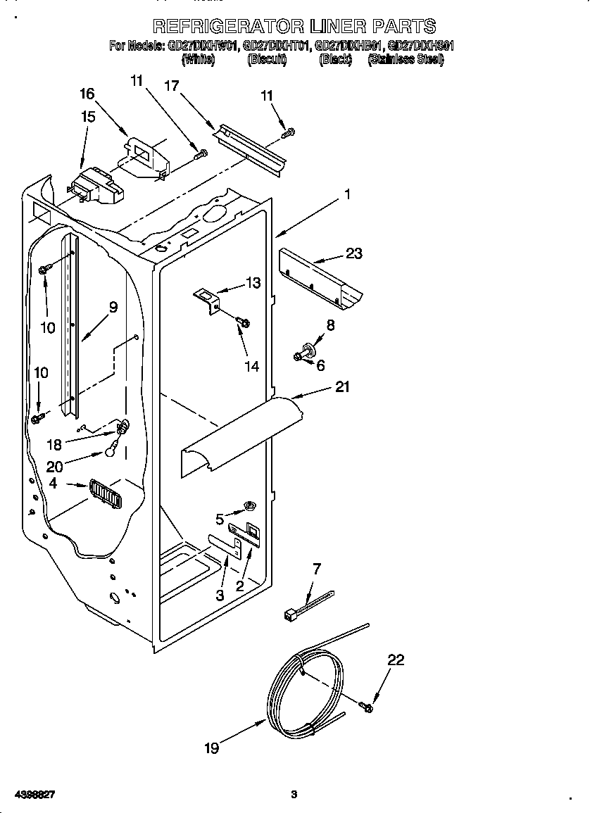 Whirlpool GD27DIXHW01 refrigerator liner diagram
