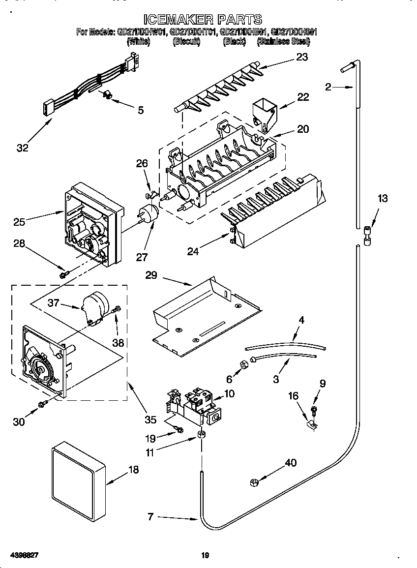Whirlpool GD27DIXHW01 ice maker diagram