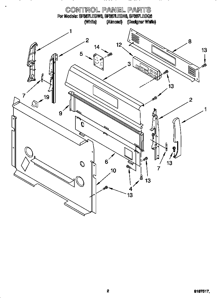Whirlpool SF387LEGQ6 control panel diagram
