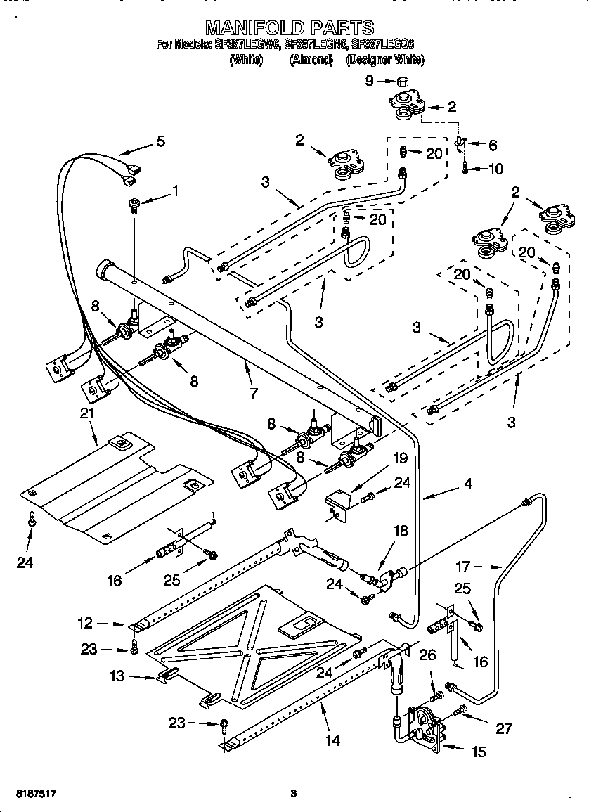 Whirlpool SF387LEGQ6 manifold diagram