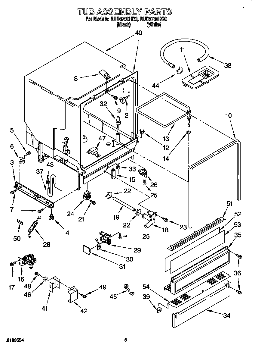 Roper RUD5750HB0 tub assembly diagram