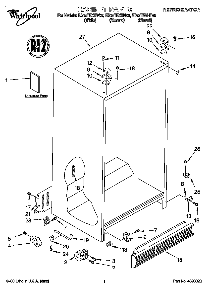Whirlpool ED25TEXHN02 cabinet diagram