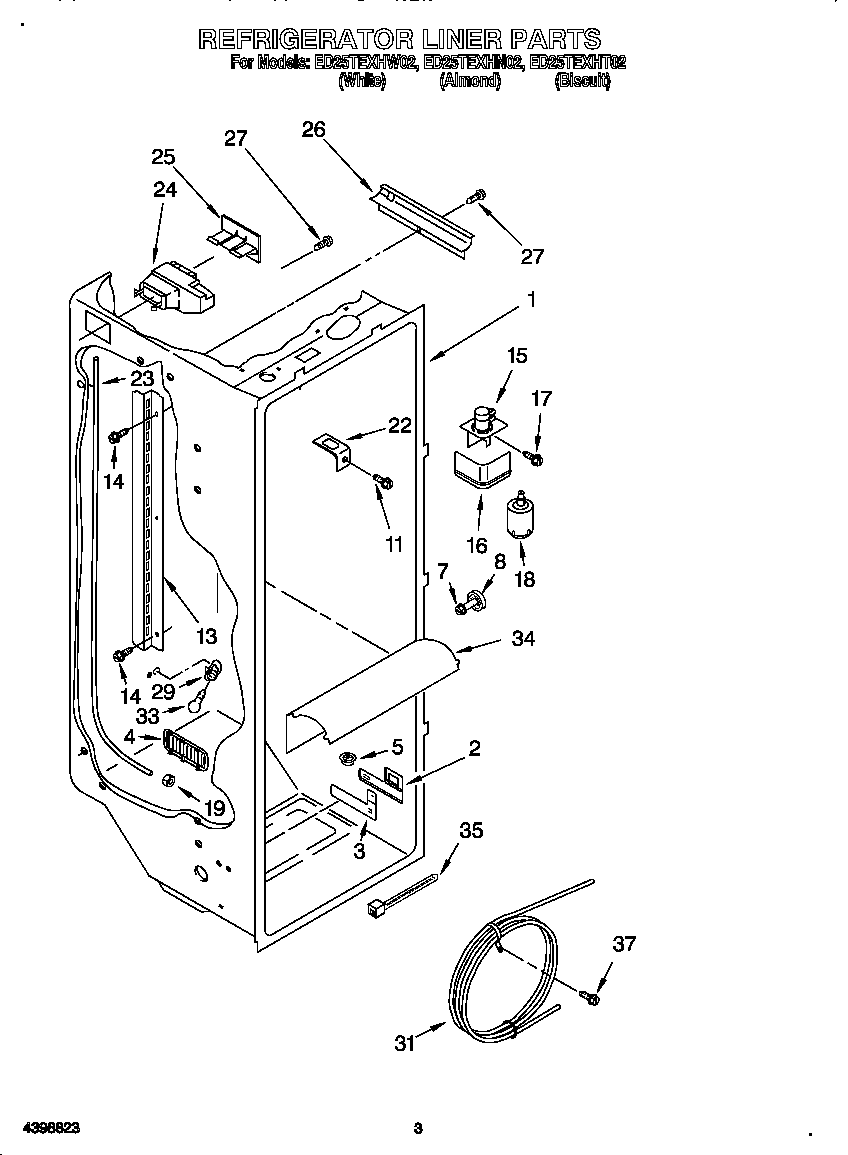 Whirlpool ED25TEXHN02 refrigerator liner diagram