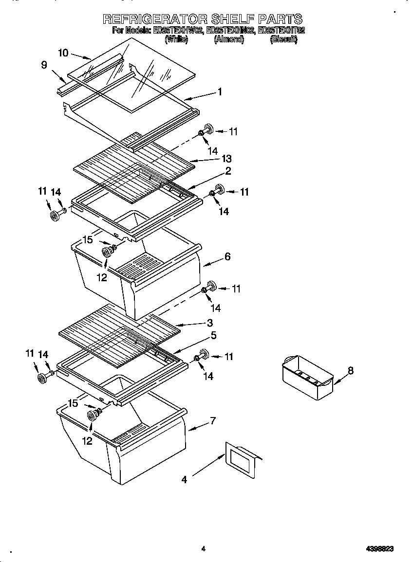 Whirlpool ED25TEXHN02 refrigerator shelf diagram