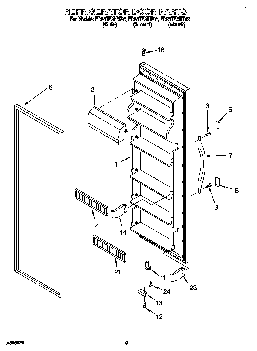 Whirlpool ED25TEXHN02 refrigerator door diagram