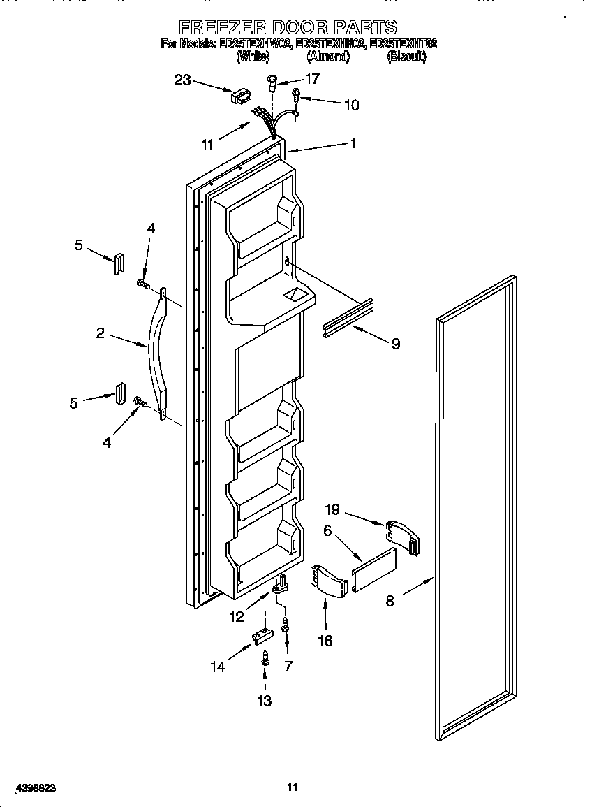 Whirlpool ED25TEXHN02 freezer door diagram