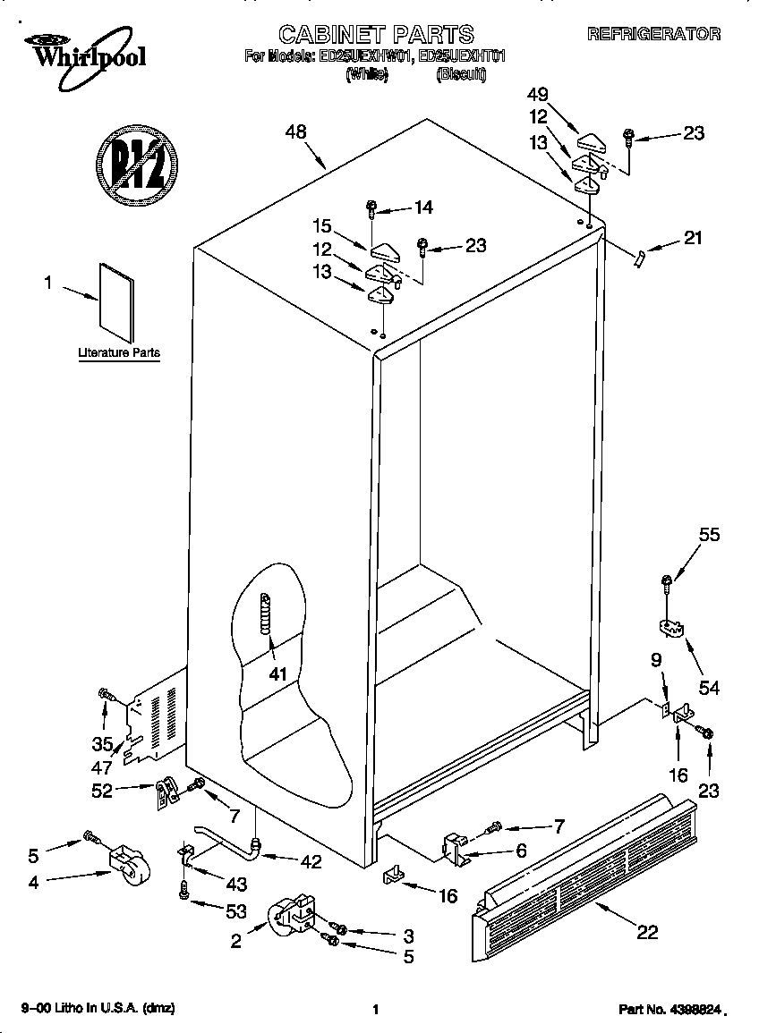 Whirlpool ED25UEXHW01 cabinet diagram