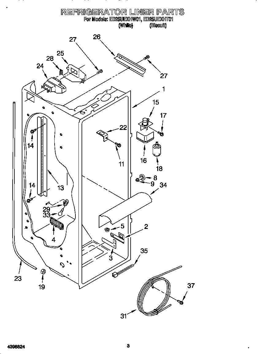 Whirlpool ED25UEXHW01 refrigerator liner diagram