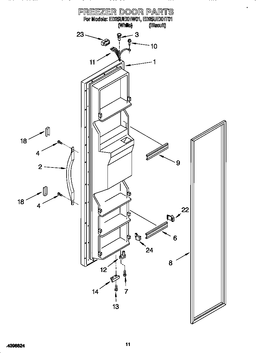 Whirlpool ED25UEXHW01 freezer door diagram