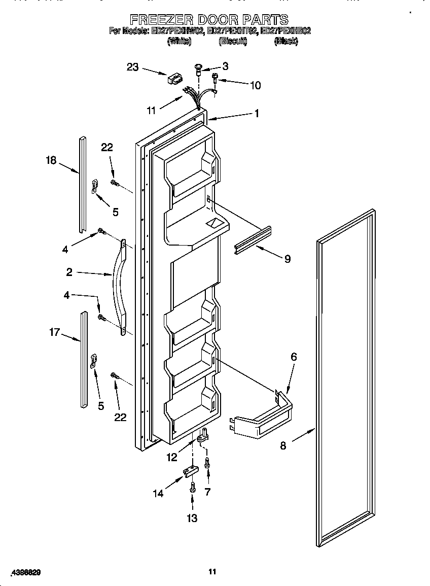 Whirlpool ED27PEXHW02 freezer door diagram