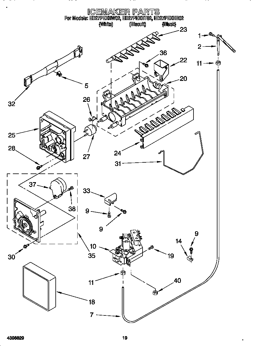 Whirlpool ED27PEXHW02 ice maker diagram
