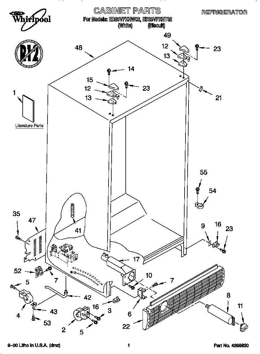 Whirlpool ED25VFXHW02 cabinet diagram