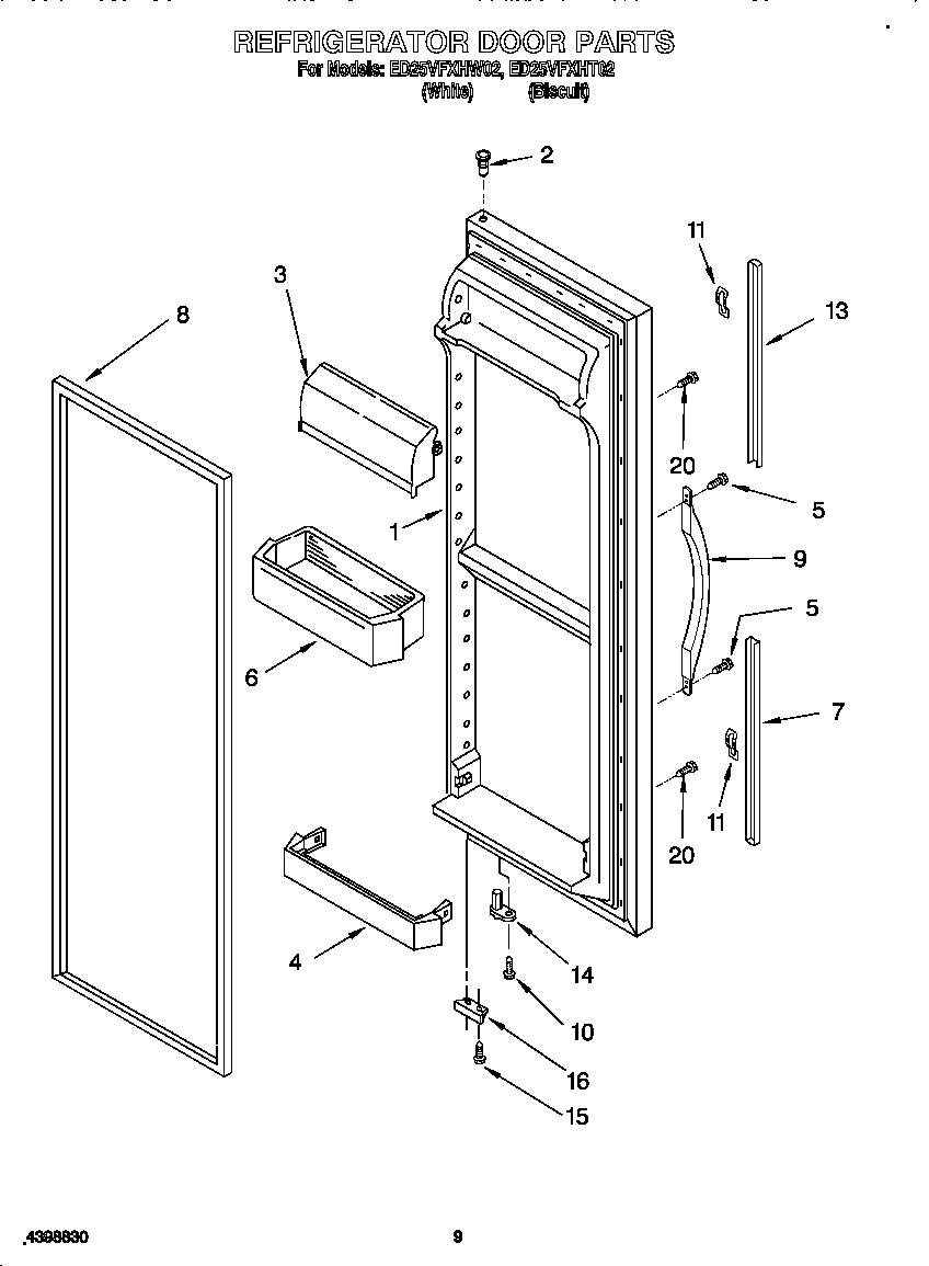 Whirlpool ED25VFXHW02 refrigerator door diagram